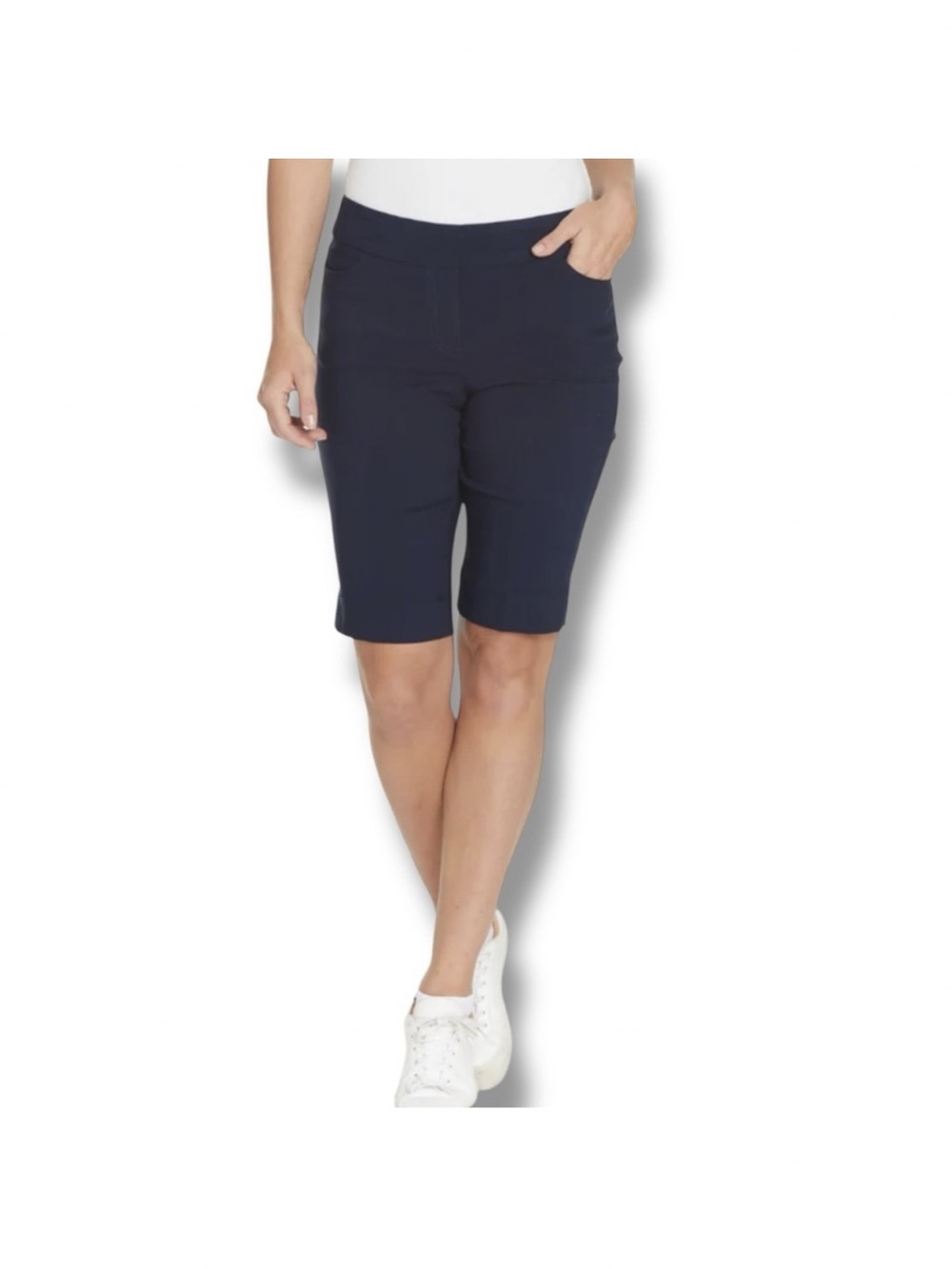 NWT Briggs Navy Elastic-Waist Bermuda Shorts with Roll-Cuff with pocket size XL - Picture 4 of 14